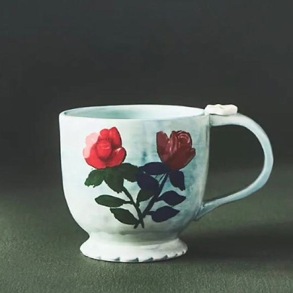 Anthropologie Francesca Kaye Handpainted Glazed Stoneware Floral Mug New In Box